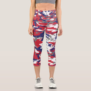 4th of July, Independence day, Camouflage Gray Capri Leggings