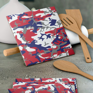 4th of July, Independence day, Camouflage Gray Ceramic Tile