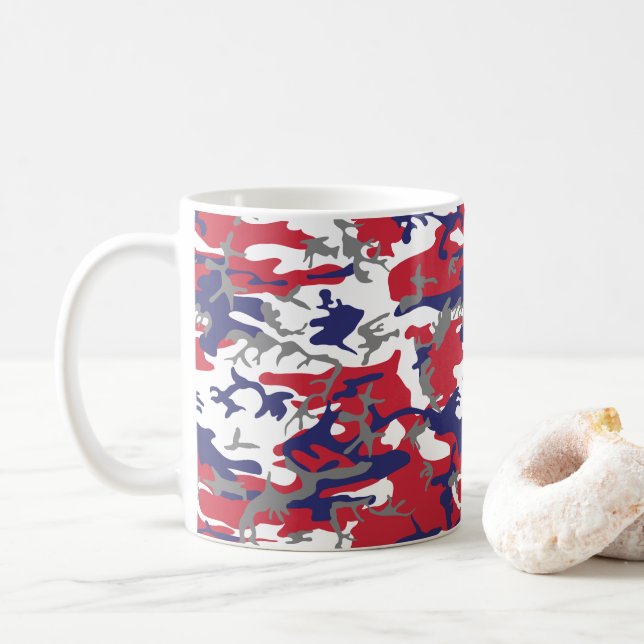 4th of July, Independence day, Camouflage Gray Coffee Mug (With Donut)