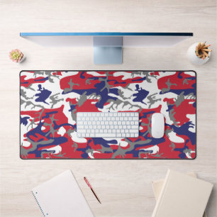 4th of July, Independence day, Camouflage Gray Desk Mat