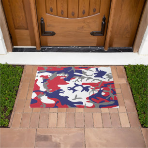 4th of July, Independence day, Camouflage Gray Doormat