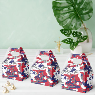 4th of July, Independence day, Camouflage Gray Favor Boxes