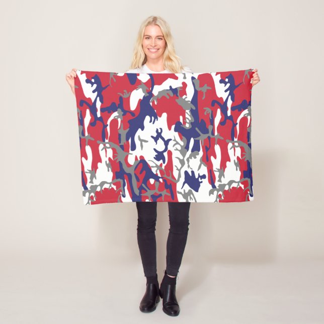 4th of July, Independence day, Camouflage Gray Fleece Blanket (In Situ)