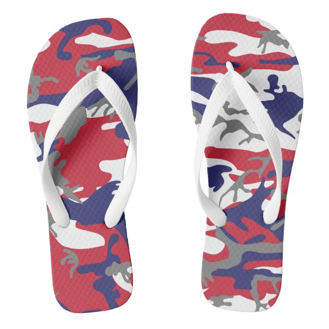 4th of July, Independence day, Camouflage Gray Flip Flops (Footbed)