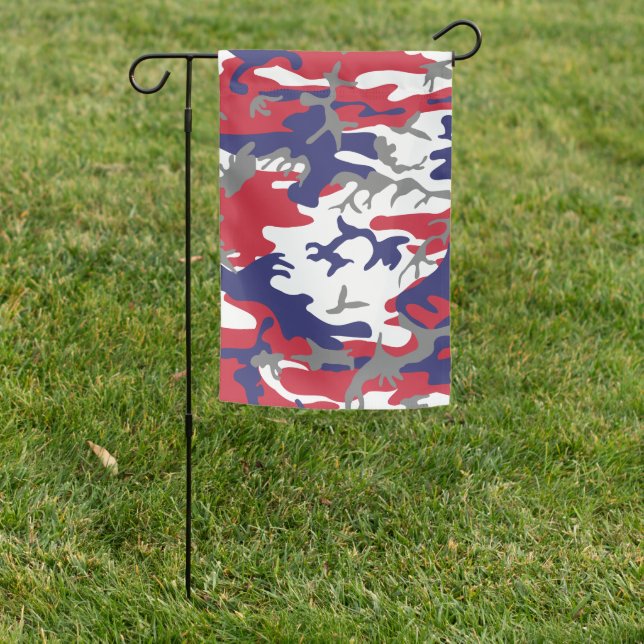 4th of July, Independence day, Camouflage Gray Garden Flag (In SItu)
