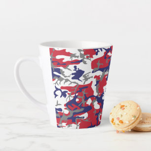 4th of July, Independence day, Camouflage Gray Latte Mug