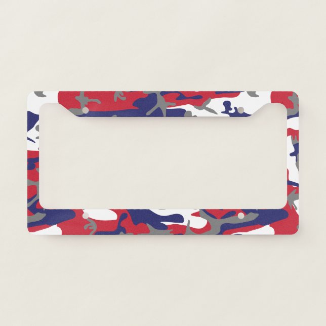 4th of July, Independence day, Camouflage Gray License Plate Frame (Front)