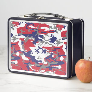 4th of July, Independence day, Camouflage Gray Metal Lunch Box