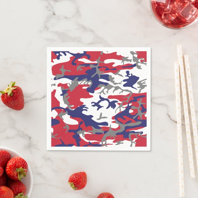 4th of July, Independence day, Camouflage Gray Napkins (Insitu)