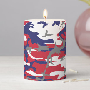 4th of July, Independence day, Camouflage Gray Pillar Candle