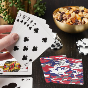 4th of July, Independence day, Camouflage Gray Poker Cards