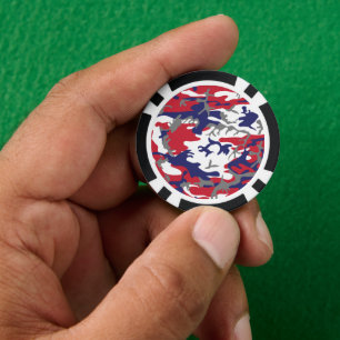 4th of July, Independence day, Camouflage Gray Poker Chips