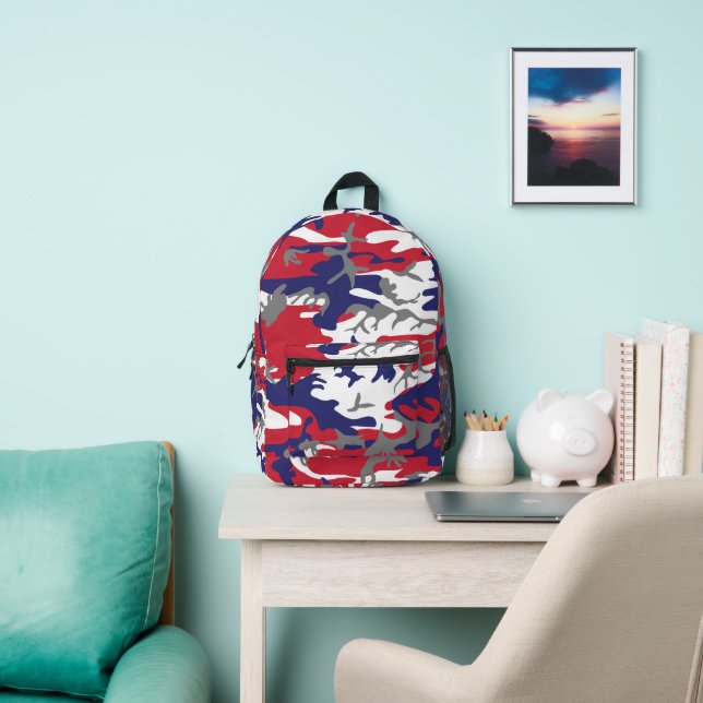 4th of July, Independence day, Camouflage Gray Printed Backpack (Insitu)