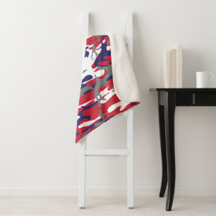 4th of July, Independence day, Camouflage Gray Sherpa Blanket
