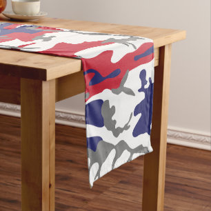 4th of July, Independence day, Camouflage Gray Short Table Runner