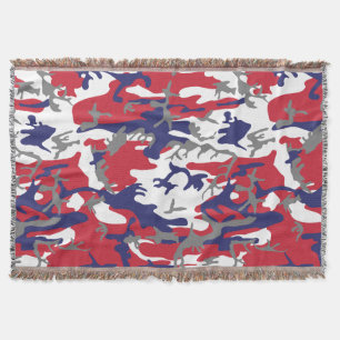 4th of July, Independence day, Camouflage Gray Throw Blanket