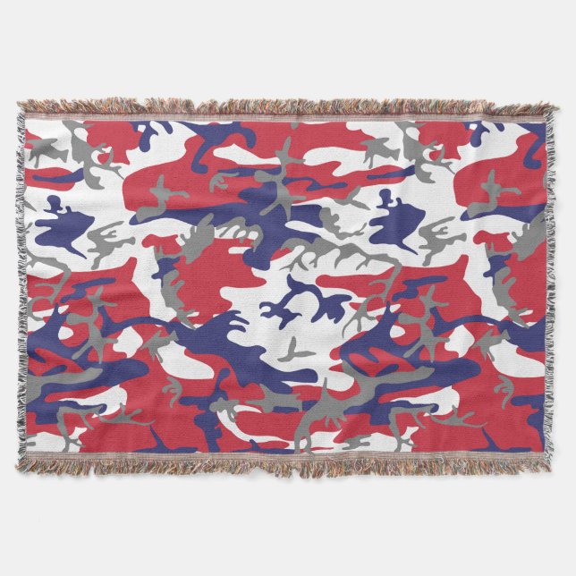 4th of July, Independence day, Camouflage Gray Throw Blanket (Front)