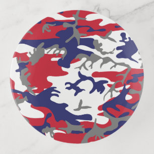 4th of July, Independence day, Camouflage Gray Trinket Tray