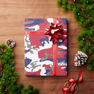 4th of July, Independence day, Camouflage Gray Wrapping Paper