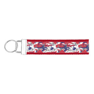 4th of July, Independence day, Camouflage Gray Wrist Keychain
