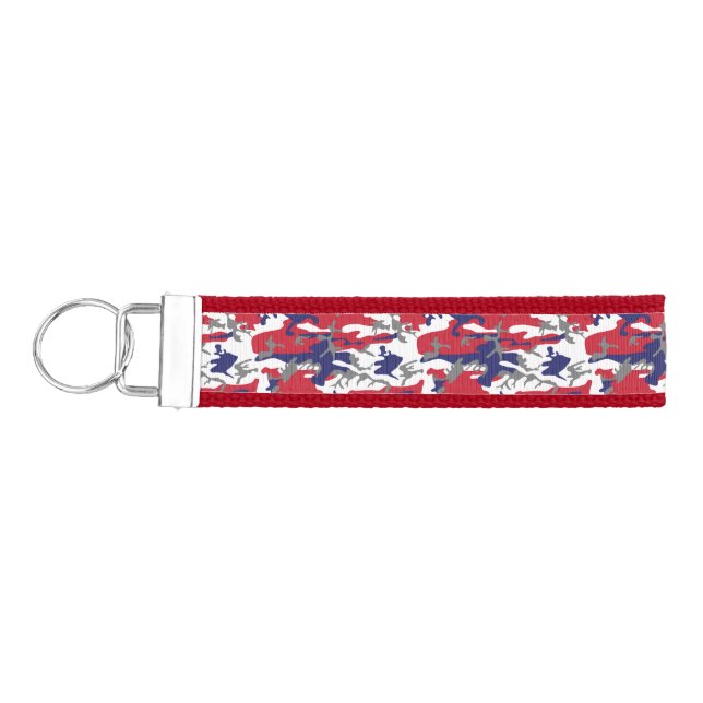 4th of July, Independence day, Camouflage Gray Wrist Keychain (Keys on Left)