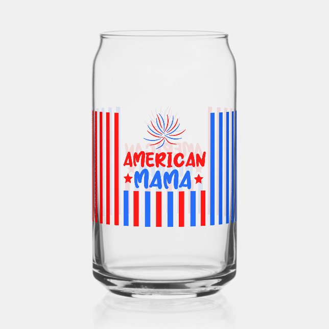 4th of July Independence Day Can Glass (Front)