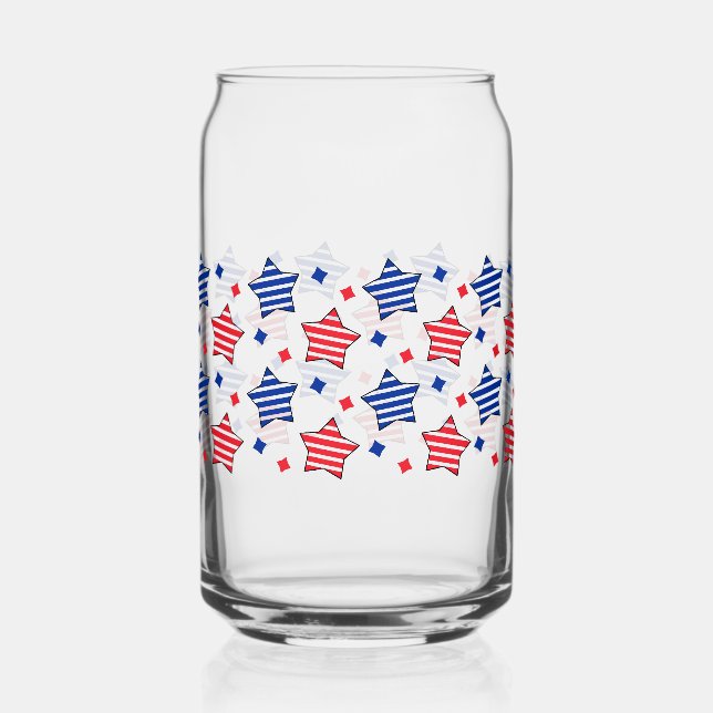 4th of July Independence Day Can Glass (Front)