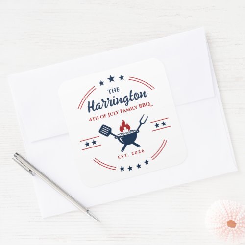 4th of July Independence Day Family BBQ Square Sticker