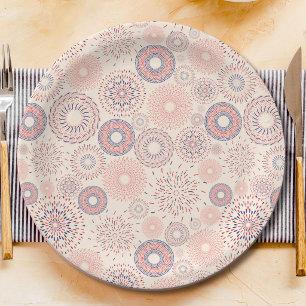 4th of July Independence Day Firecrackers Pattern Paper Plates