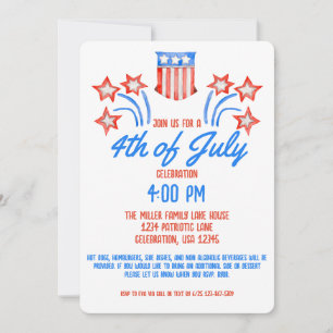 4th of July Independence Day Firework Cookout Invitation