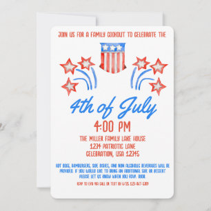 4th of July Independence Day Firework Cookout Invitation