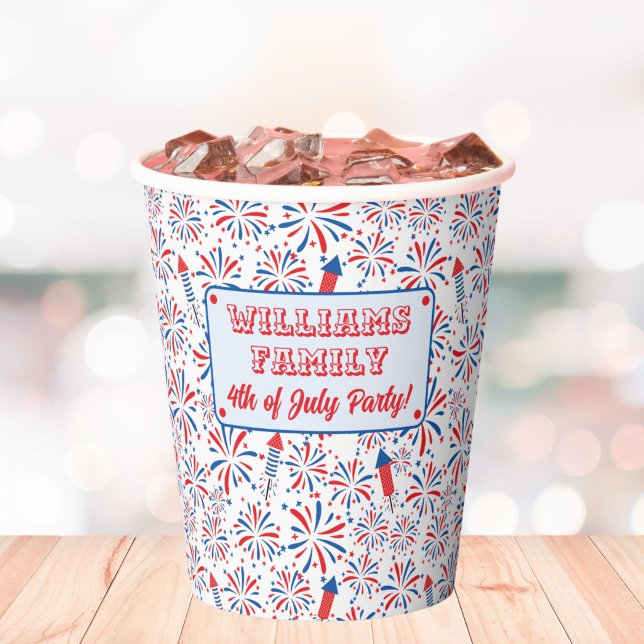 4th of July Independence Day Firework Personalized Paper Cups (Creator Uploaded)