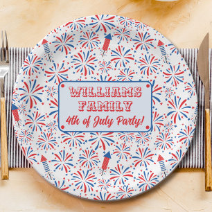 4th of July Independence Day Firework Personalized Paper Plates