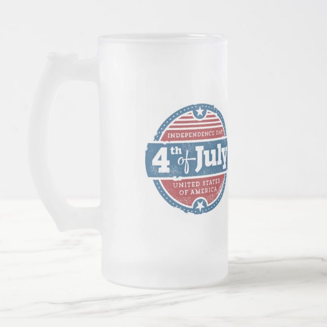 4th of july independence day frosted glass beer mug (Left)