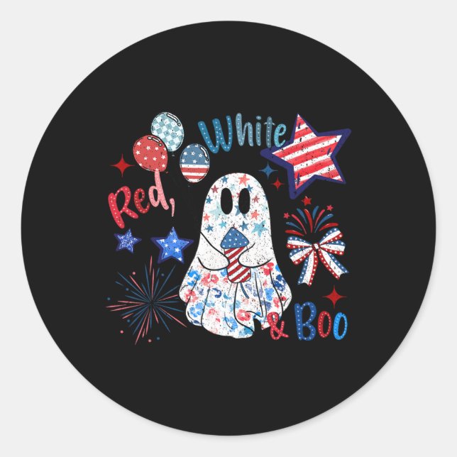 4th Of July Independence Day Funny Patriotic Spook Classic Round Sticker (Front)