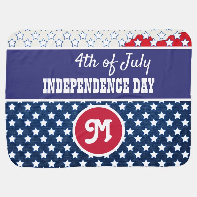4th of July Independence day monogram Baby Blanket (Horizontal)