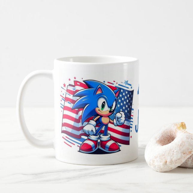 4th of July. Independence Day mug, Sonic mug, Coffee Mug (With Donut)