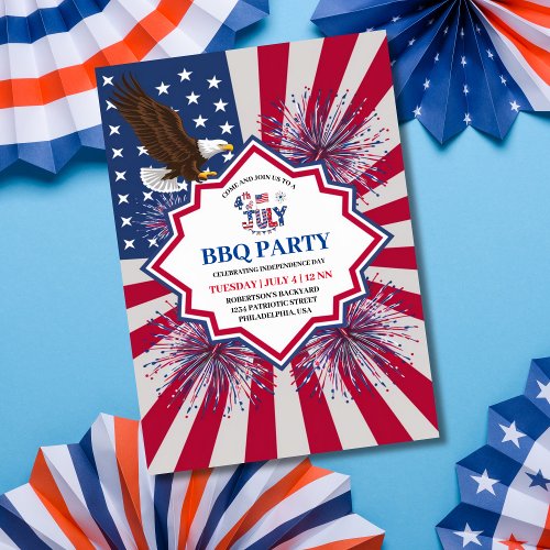 4th of July Independence Day Party  Invitation