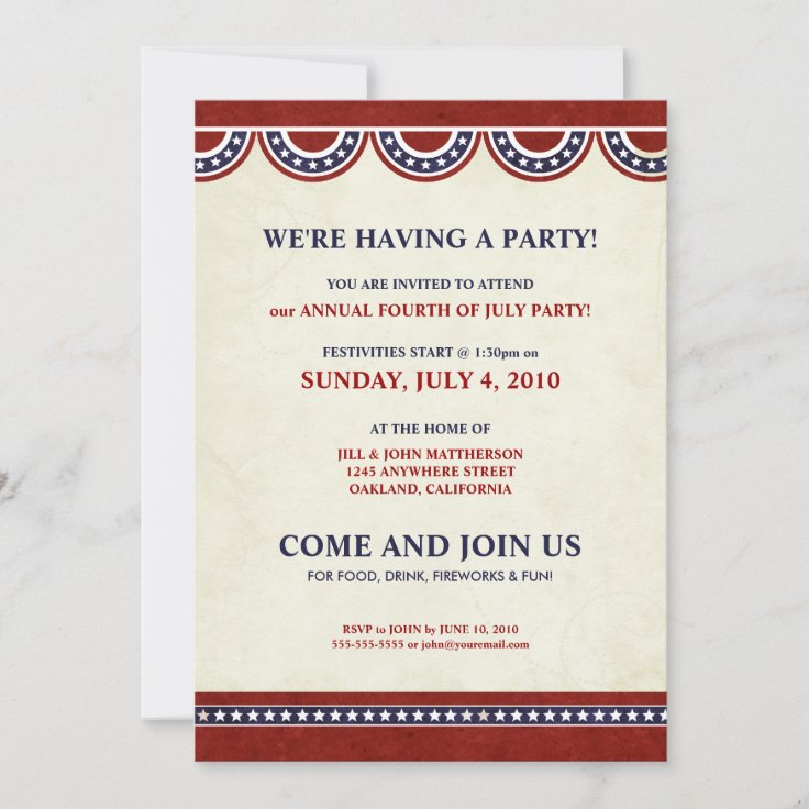 4th of July Independence Day  Party Invitations  Zazzle