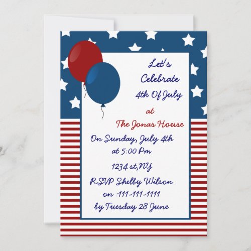 fun 4th of july Holiday party Invitation