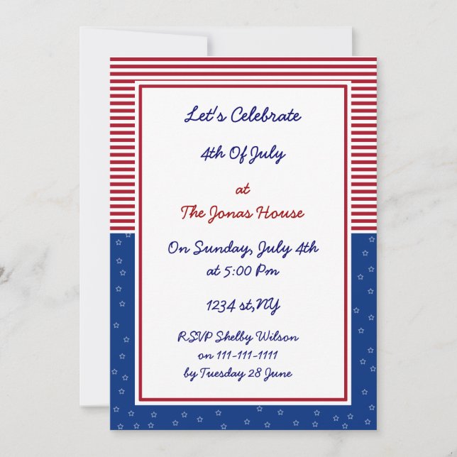 4th of july independence day party invites (Front)