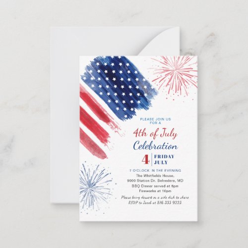 4th of July Independence Day Party Red White Blue Note Card