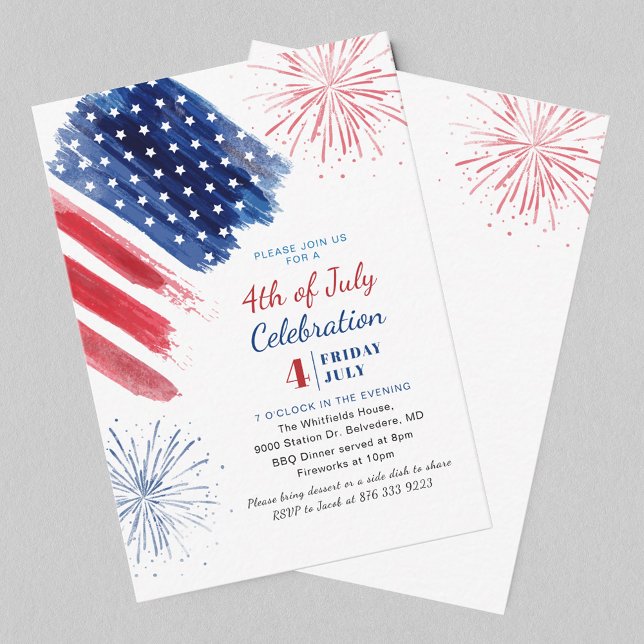 4th of July Independence Day Party Red White Blue Note Card (4th of July Independence Day Party Red White Blue Note Card)