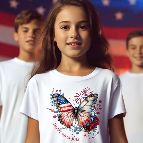 4th of July Independence day Patriotic Butterfly T_Shirt