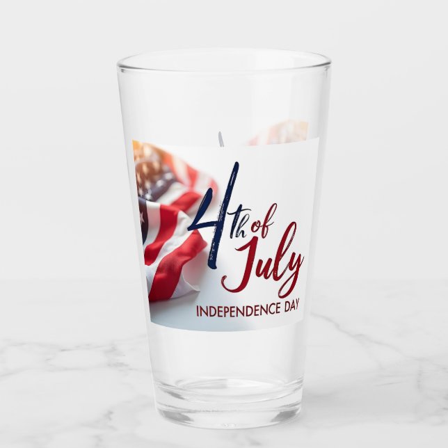 4th of July Independence Day Patriotic Design Glass (Front)