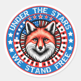 4th of July independence day patriotic fox Classic Round Sticker