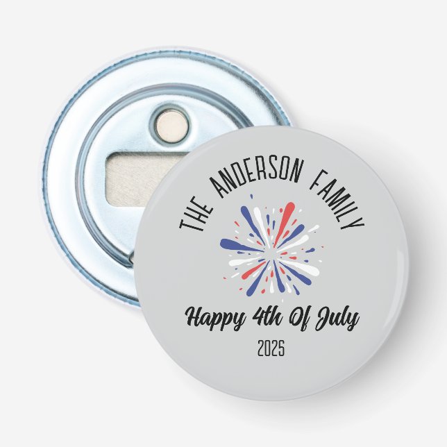 4th of July Independence Day Personalized Name Bottle Opener (Front)