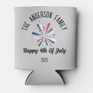 4th of July Independence Day Personalized Name Can Cooler