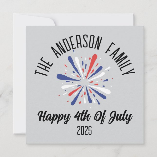 4th of July Independence Day Personalized Name Holiday Card (Front)
