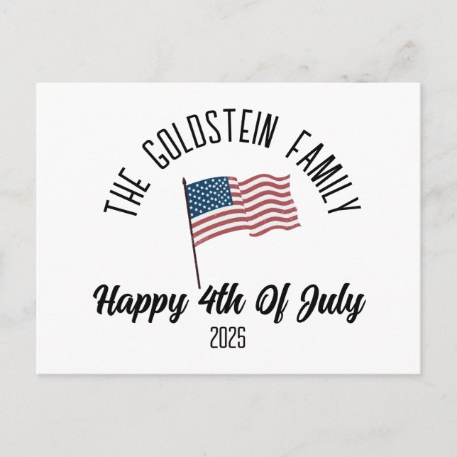 4th of July Independence Day Personalized Name Holiday Postcard (Front)